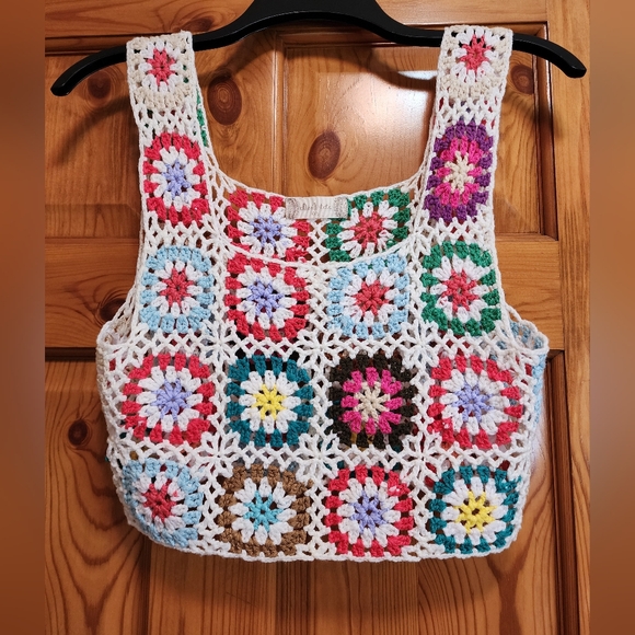 Alter'd State Colorful Crochet Crop Top - Picture 1 of 6